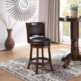 Hivvago - Counter Height Barstool in Dark Wood Finish with Black Padded Swivel Seat - Brown