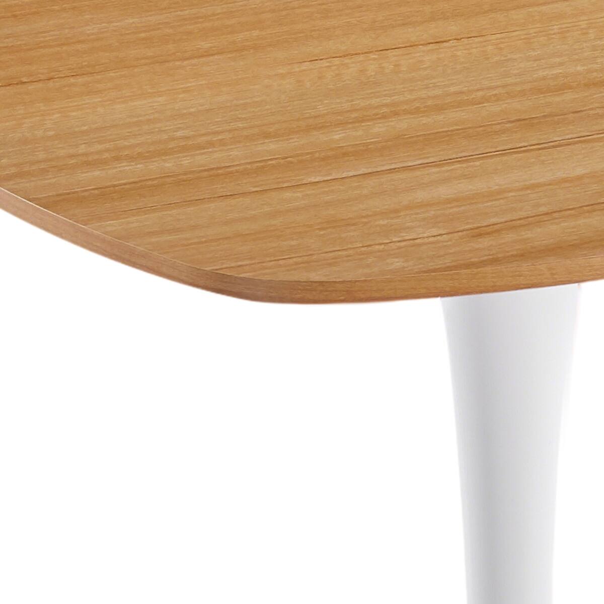Alt View 6. Loheer - Loheer Oak Dining Table with White Metal Pedestal Base, Modern Round Table for Dining Room - White and Oak.