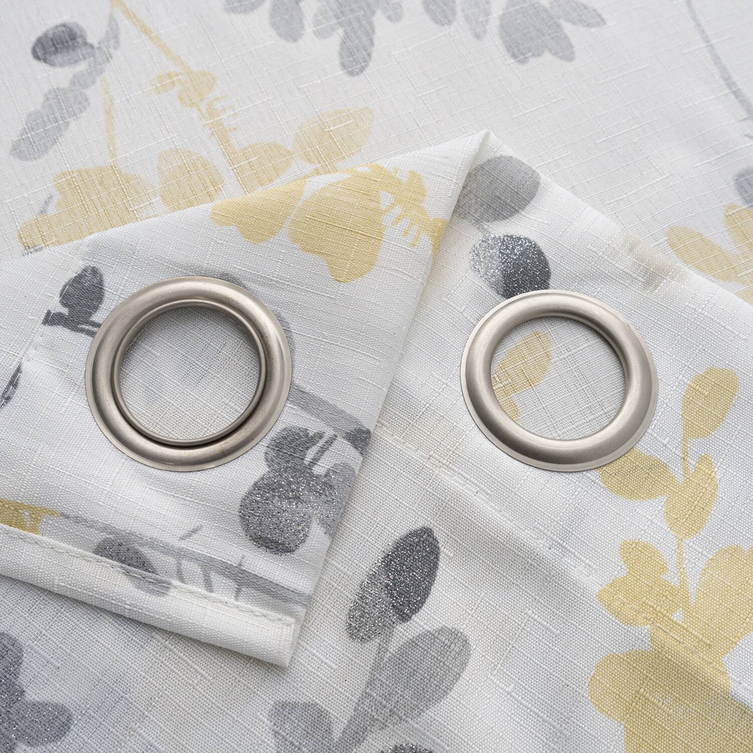 Back. Olivia Gray - Olivia Gray 100% Polyester 140 GSM Aiden Printed Textured Grommet Curtain Panel 54" x 84" Yellow - Yellow.