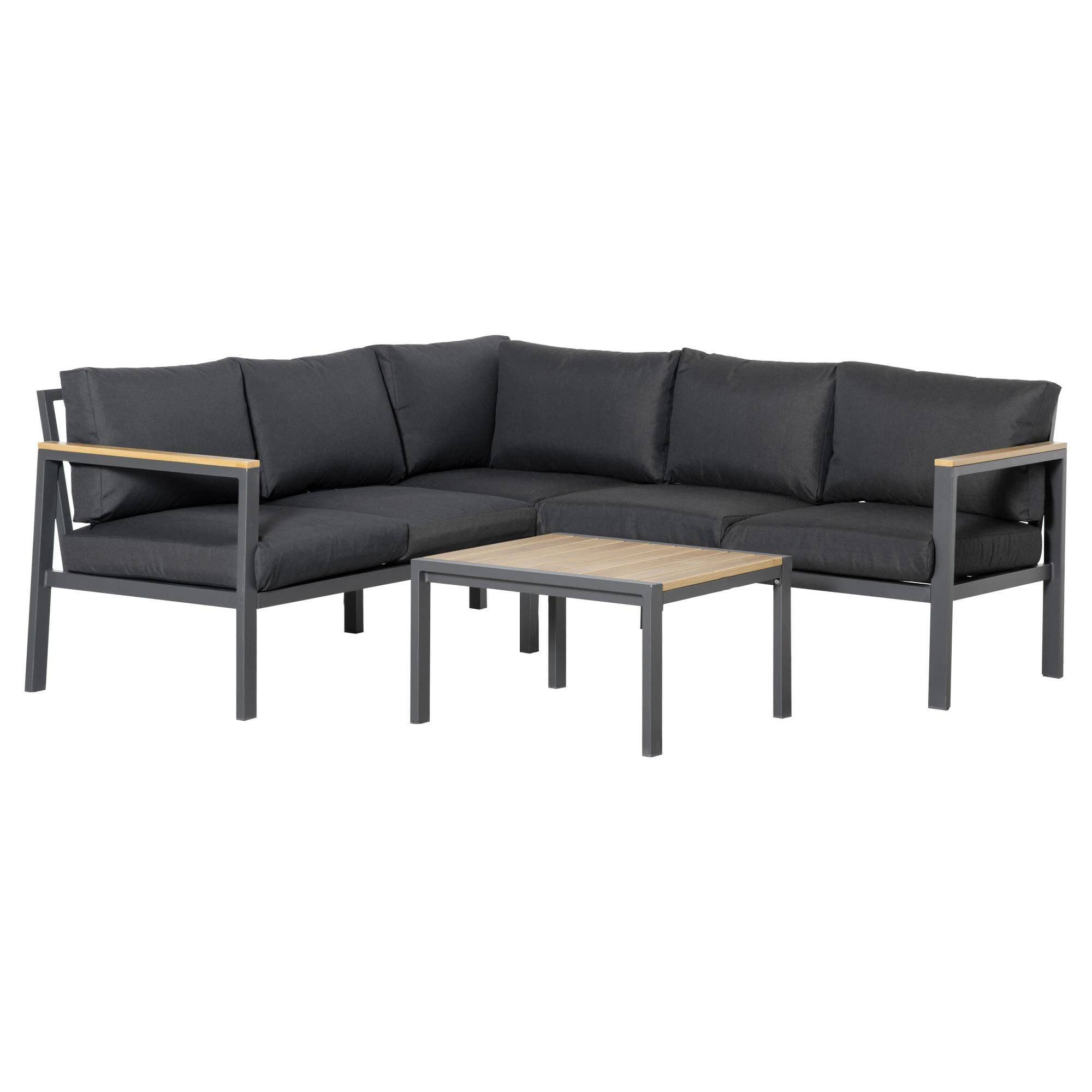Front. Resenkos - Resenkos 4 Pieces Patio Furniture Set,  Outdoor L-Shaped Sectional Sofa, Outdoor Sectional Furniture, Gray - Gray.