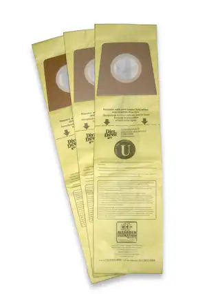 Replace with new paper bag when dirt reaches this line.
Remplacez avec un sac en papier neuf lorsque la poussière atteint cette ligne.
GENUINE PARTS
PIECES D'ORIGINE
PIECAS GENUINAS
ALLERGEN FILTRATION MEDIA
Type: U
Model: 1115011000
Part # 1115011000
N° de référence 1115011000