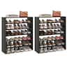 Costway - 6 PCS Stackable Shoe Rack 31-Inch Horizontal Organizer 2-tier StorageShelf - Black