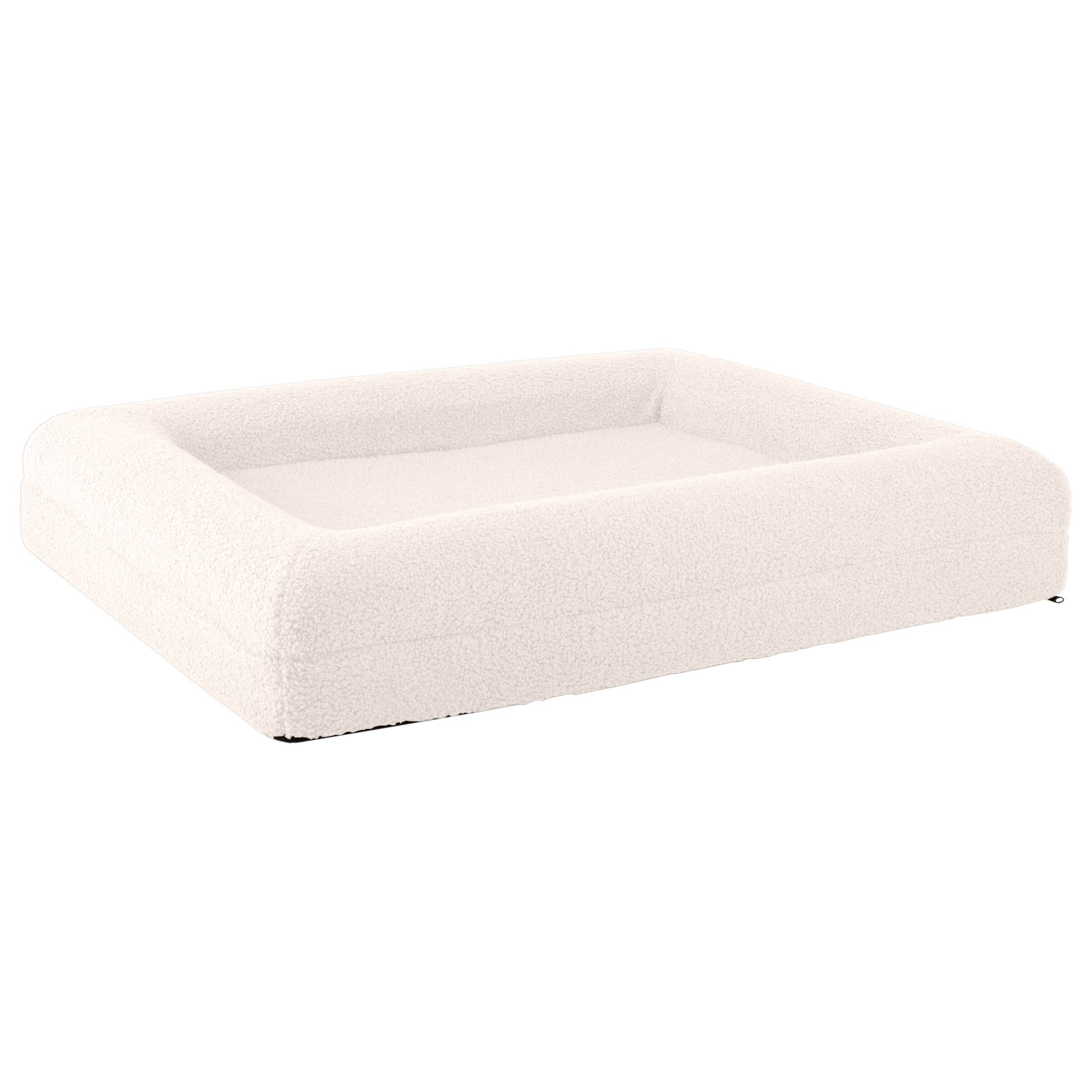 Back. PetMaker - 33in Medium Dog Bed with Bolster - Cream.