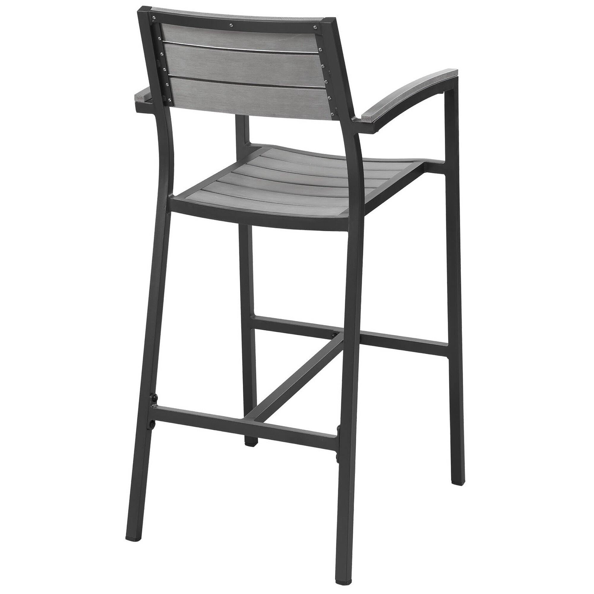 Back. Modway - Maine Outdoor Patio Bar Stool Set of 2 by Modway - Brown Gray.