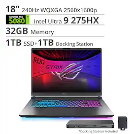 ASUS - ROG Strix G18 18" 2.5K 240Hz Gaming Laptop - Intel Core Ultra 9 HX - 32GB RAM - NVIDIA GeForce RTX 5080 - 1TB SSD - Eclipse Gray
