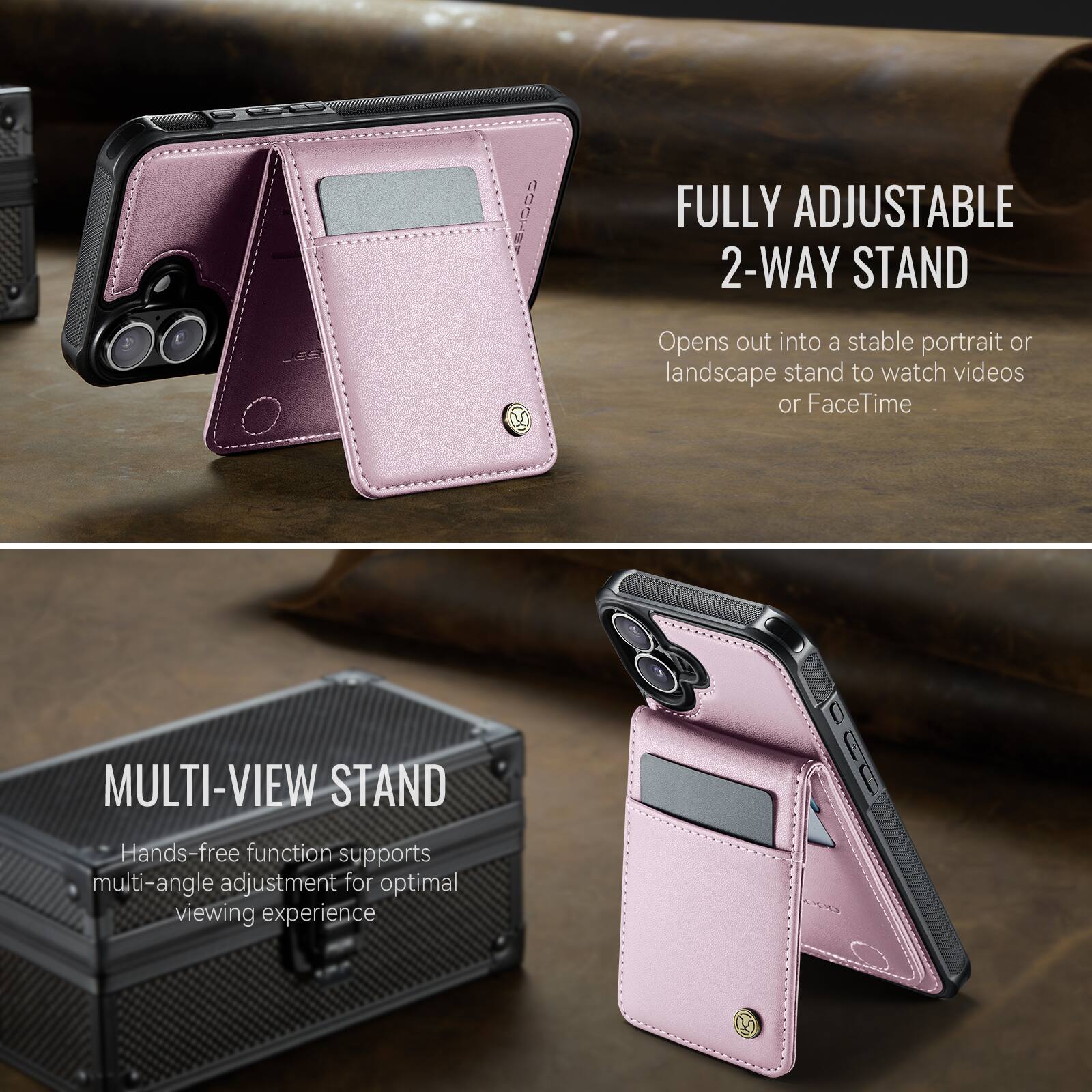 10 FULLY ADJUSTABLE 2-WAY STAND x Opens out into a stable portrait or landscape stand to watch videos or FaceTime

MULTI-VIEW STAND
Hands-free function supports multi-angle adjustment for optimal viewing experience