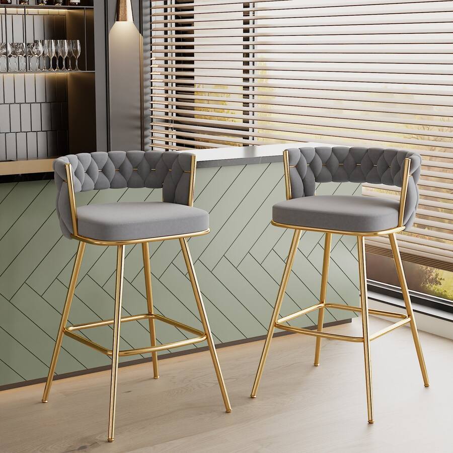Vecelo Bar Stools Set of 2, 26 inch Counter Height Bar Stools with ...