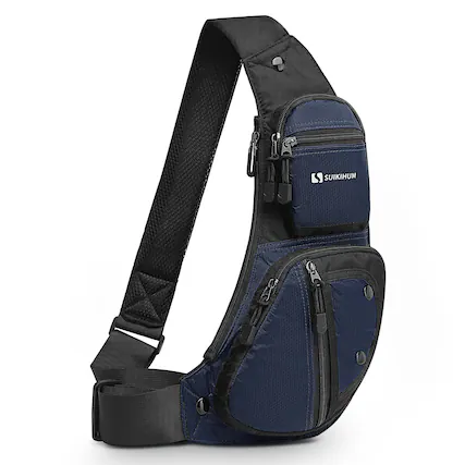 Front. Unique Bargains - Sling Backpacks for Men Women Crossbody Bags Casual Sling Shoulder Chest Bag for Outdoor Travel - Dark Blue.