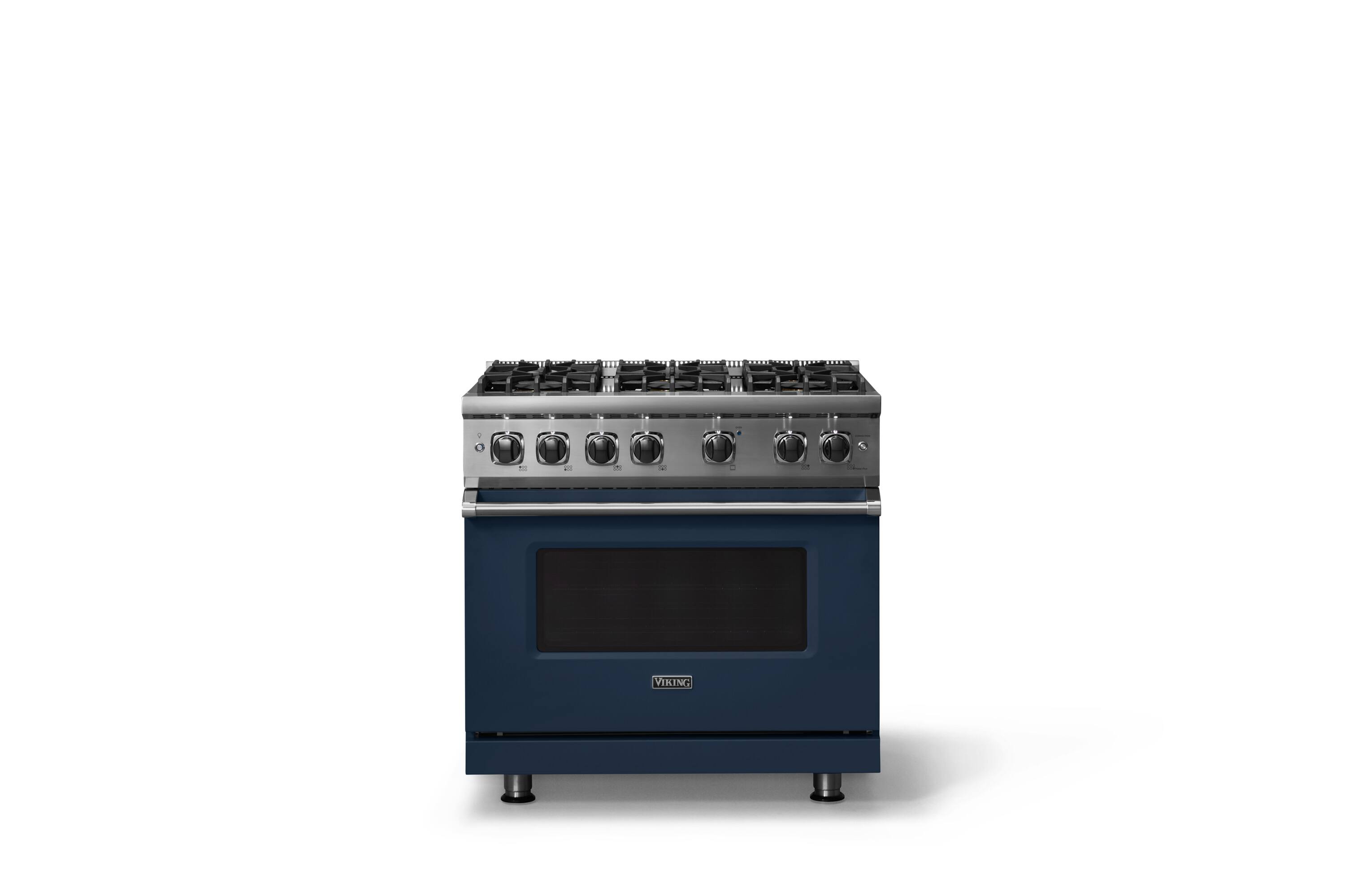 Alt View 3. Viking - 36"W./24"D. 5.1 Cu. Ft.  Gas Sealed Burner Range-6 Burners-Slate Blue - Slate Blue.