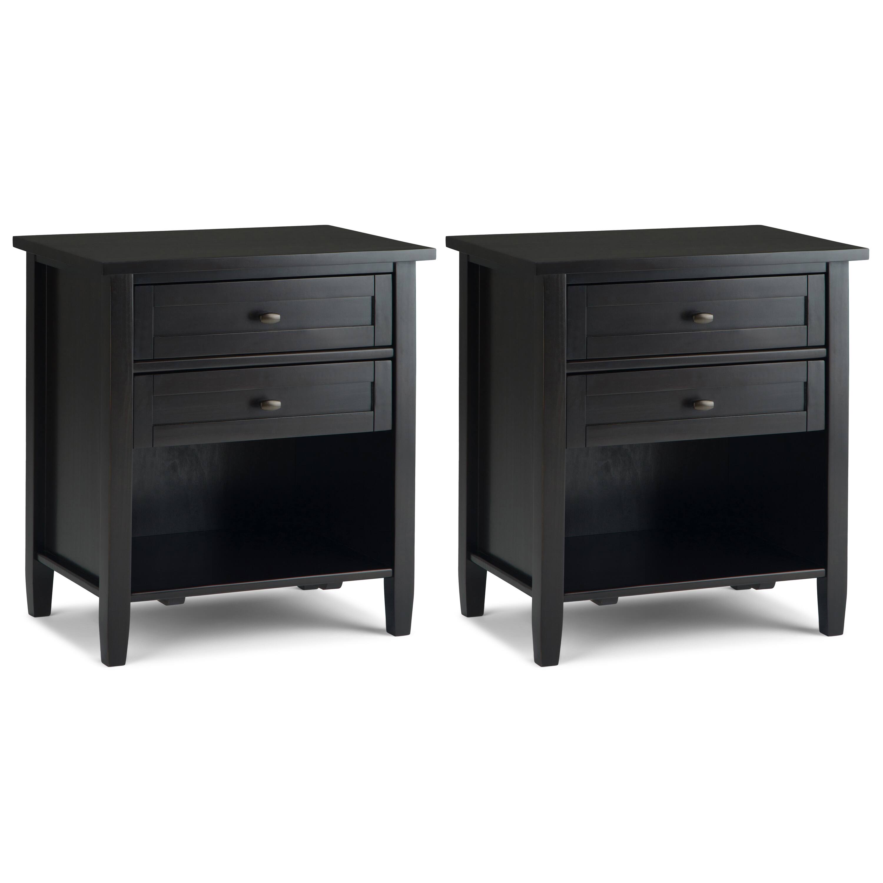 Simpli Home - Warm Shaker 24 inch Solid Wood Transitional Night Stand (Set of 2) - Hickory Brown