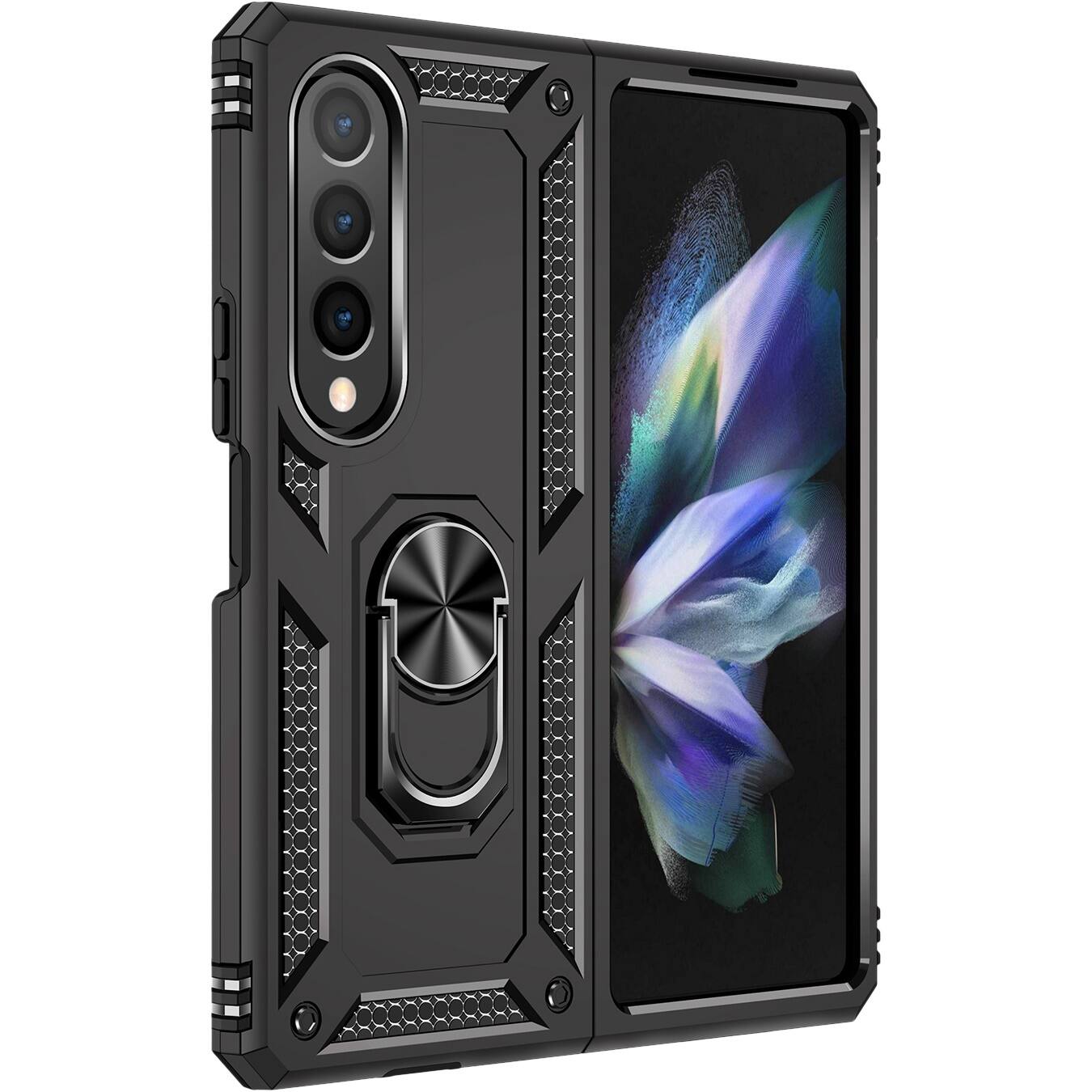 Angle. SaharaCase - Heavy Duty Kickstand Series Case for Samsung Galaxy Z Fold4 - Black.