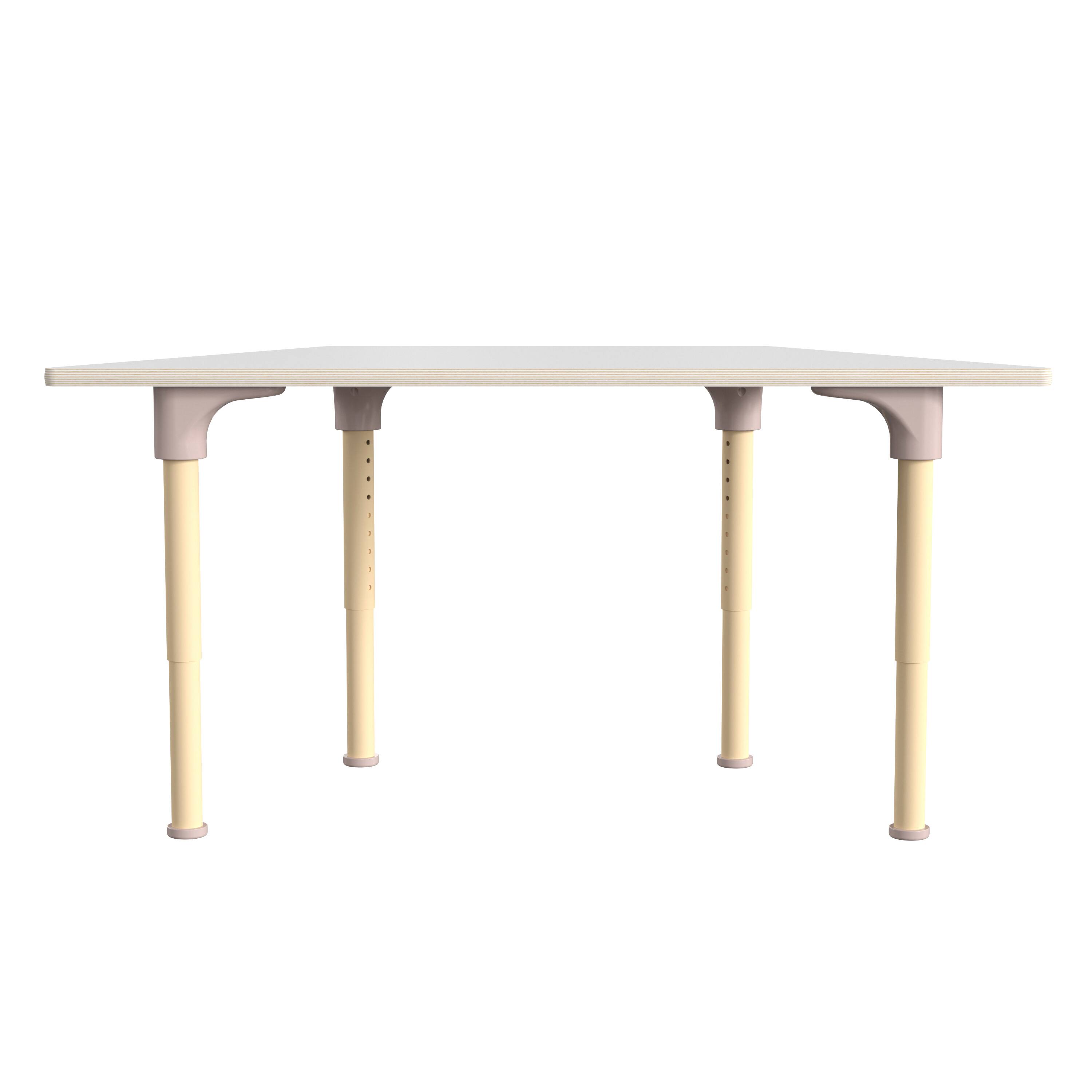 Back. Flash Furniture - Bright Beginnings 47" Commercial Grade Wooden Trapezoid Adjustable Height Classroom Activity Table - Metal Legs Adjust F - White.