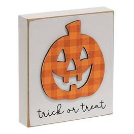 BreeBe - *Trick or Treat Plaid Jack O'Lantern Block - White, Black, Orange
