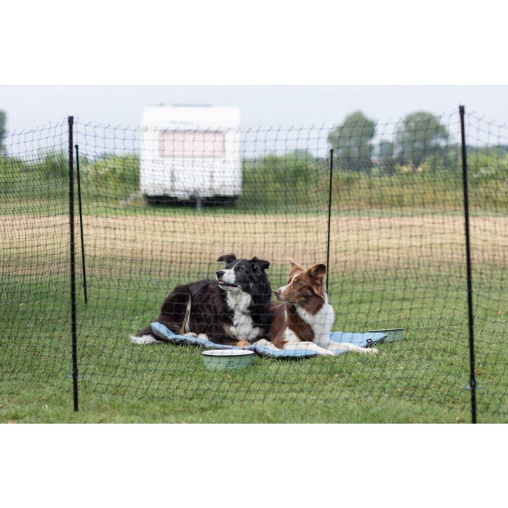 Angle. TRIXIE - Portable Pet Fence, Mesh Dog Playpen, Outdoor Camping Fence, Easy to Transport - Black.