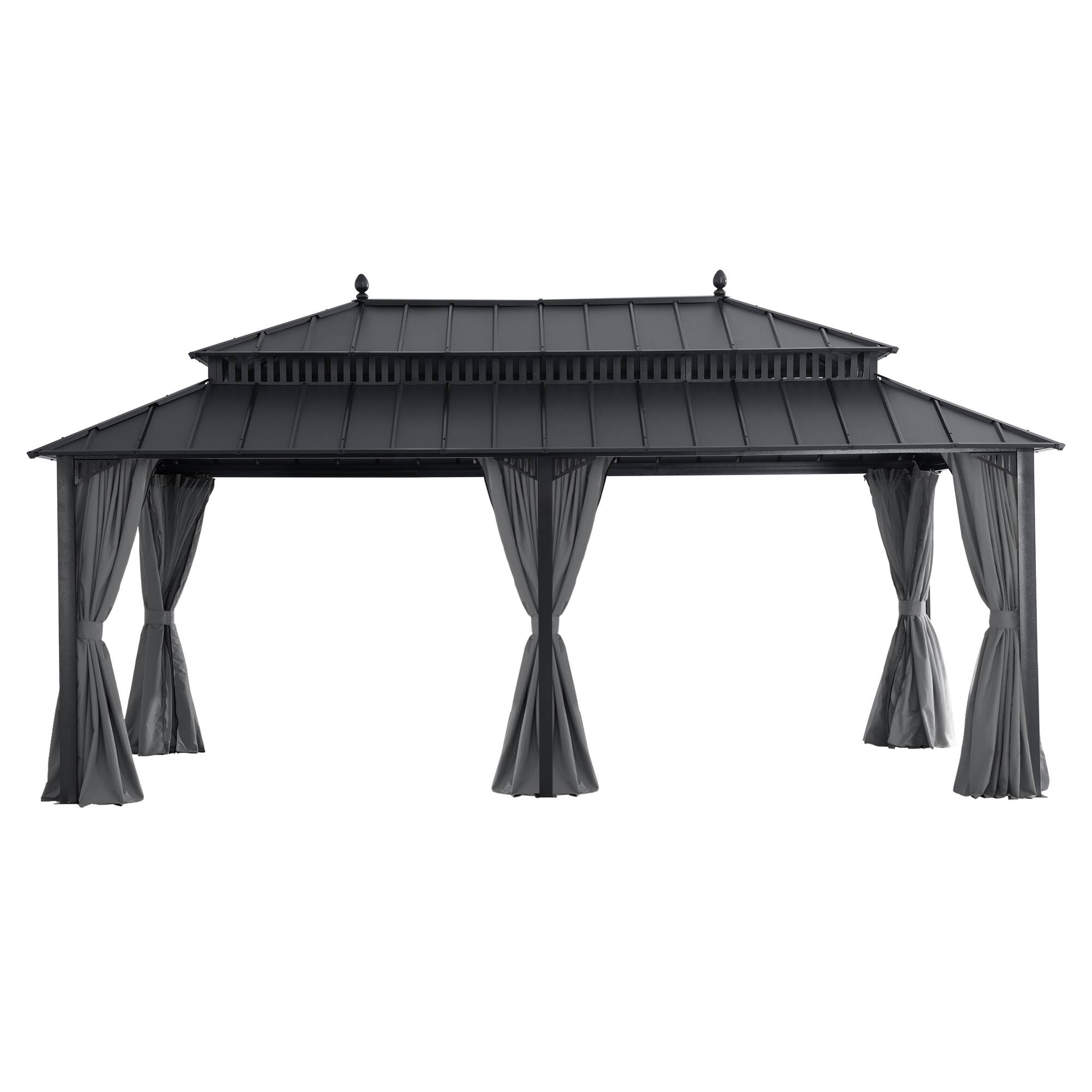 Angle. SUNJOY - 20x12 Kingston Hardtop Rectangular Gazebo Grey.