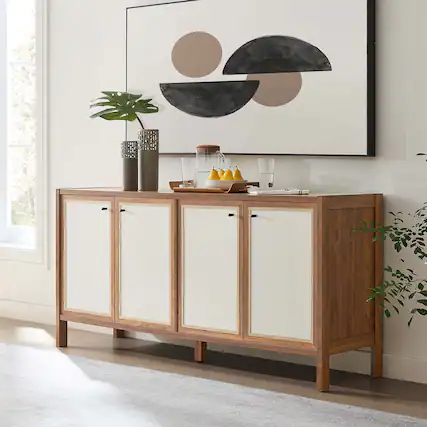 Front. Modway - Capri 65" Wood Grain Sideboard Storage Cabinet by Modway - Walnut.