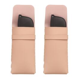 Unique Bargains - 2pcs Soft Glasses Case Leather Flap Closure Pouch for Eyewear Travel Sport Work - Pink