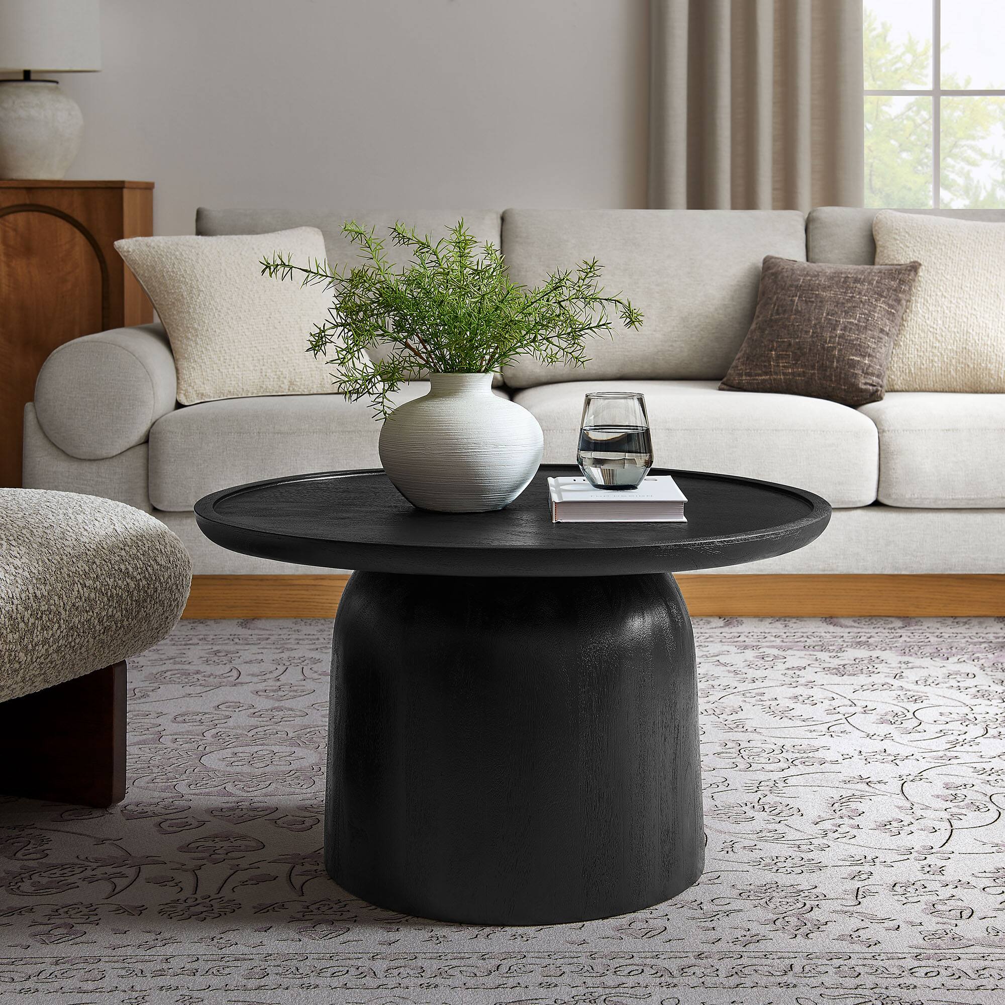 Front. Modway - Holloway 30" Round Wood Coffee Table by Modway - Black.