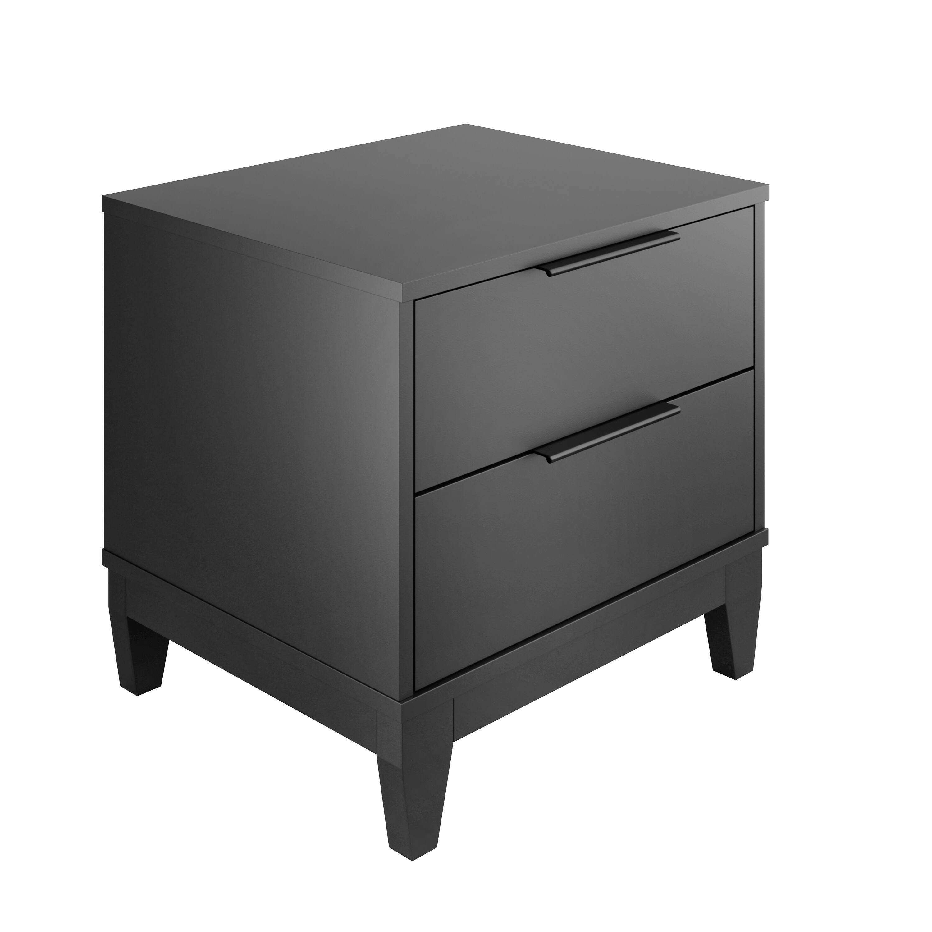 Alt View 2. Boyd Sleep - Boyd Sleep Mackay Two Drawer Low Profile Nightstand - Black.