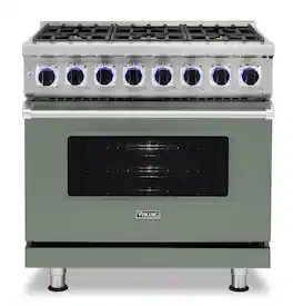 Viking - 36"W./24"D. Dual Fuel Sealed Burner Range-6 Burners - Eucalyptus