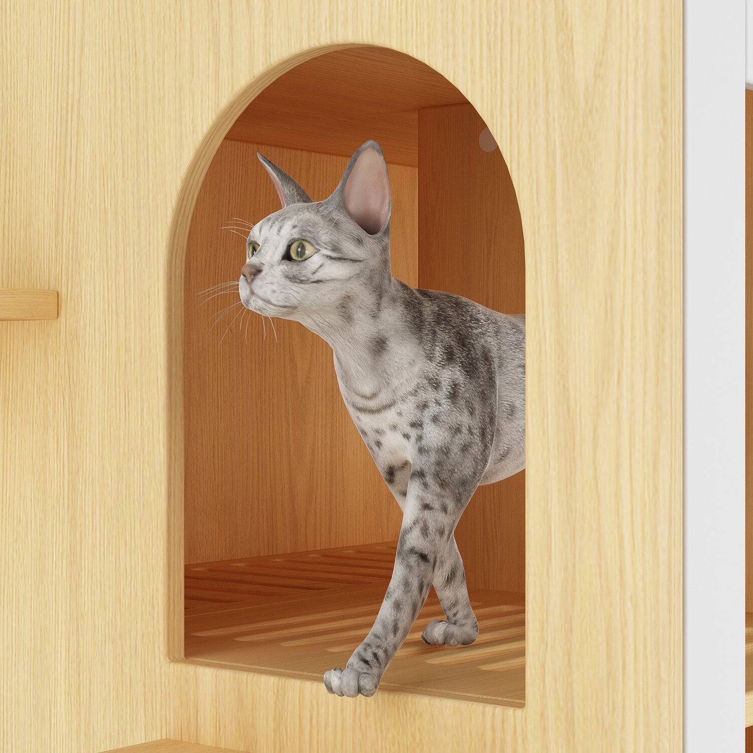 Alt View 6. FUFU & GAGA - Premium Multi-Functional Cat Cabinet – Luxury Cat House with Hidden Litter Box & Activity Zones.