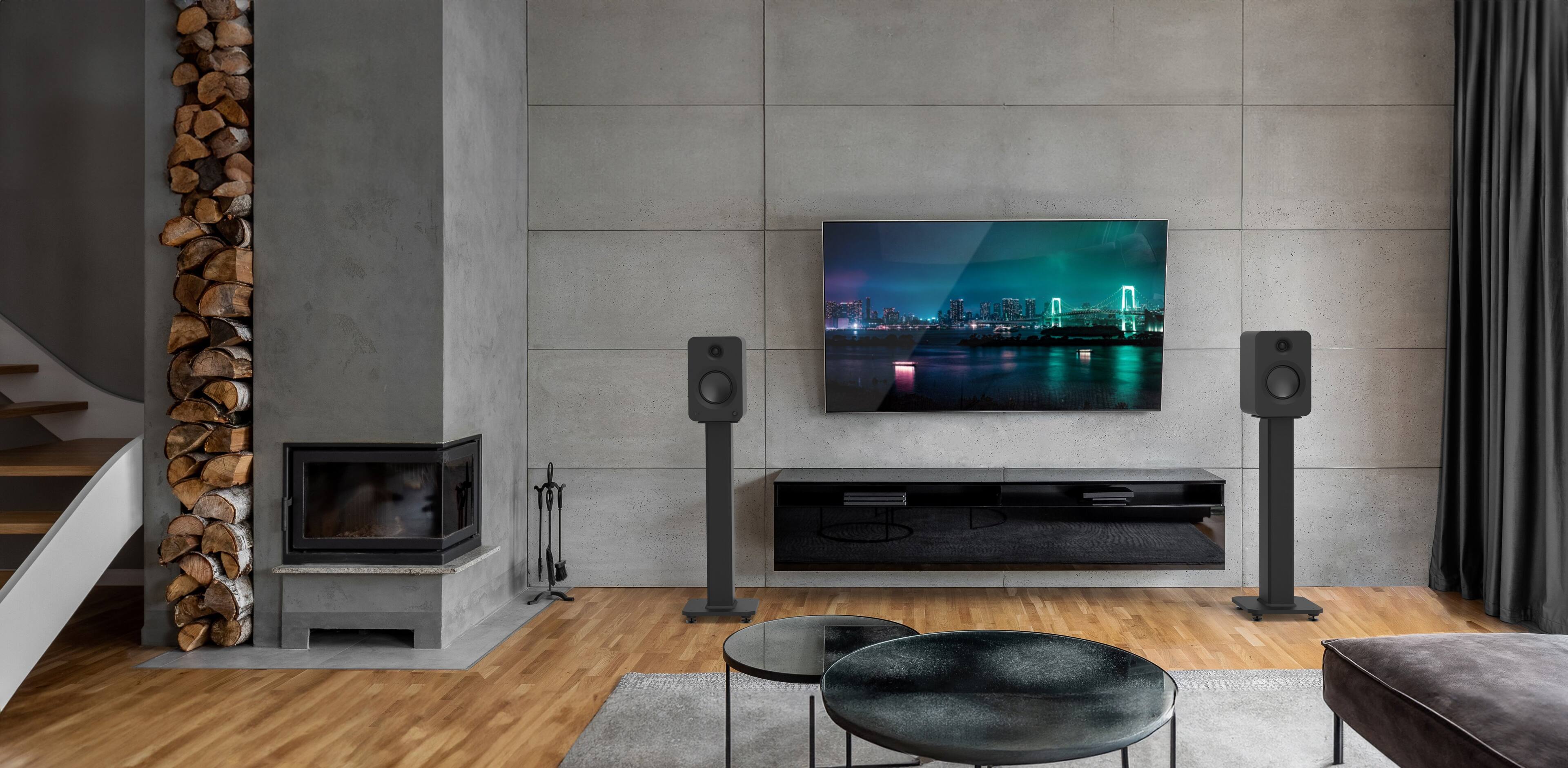 Alt View 1. Kanto - Kanto REN Powered Bluetooth Bookshelf Speakers - Pair (Matte Black) - Matte Black.