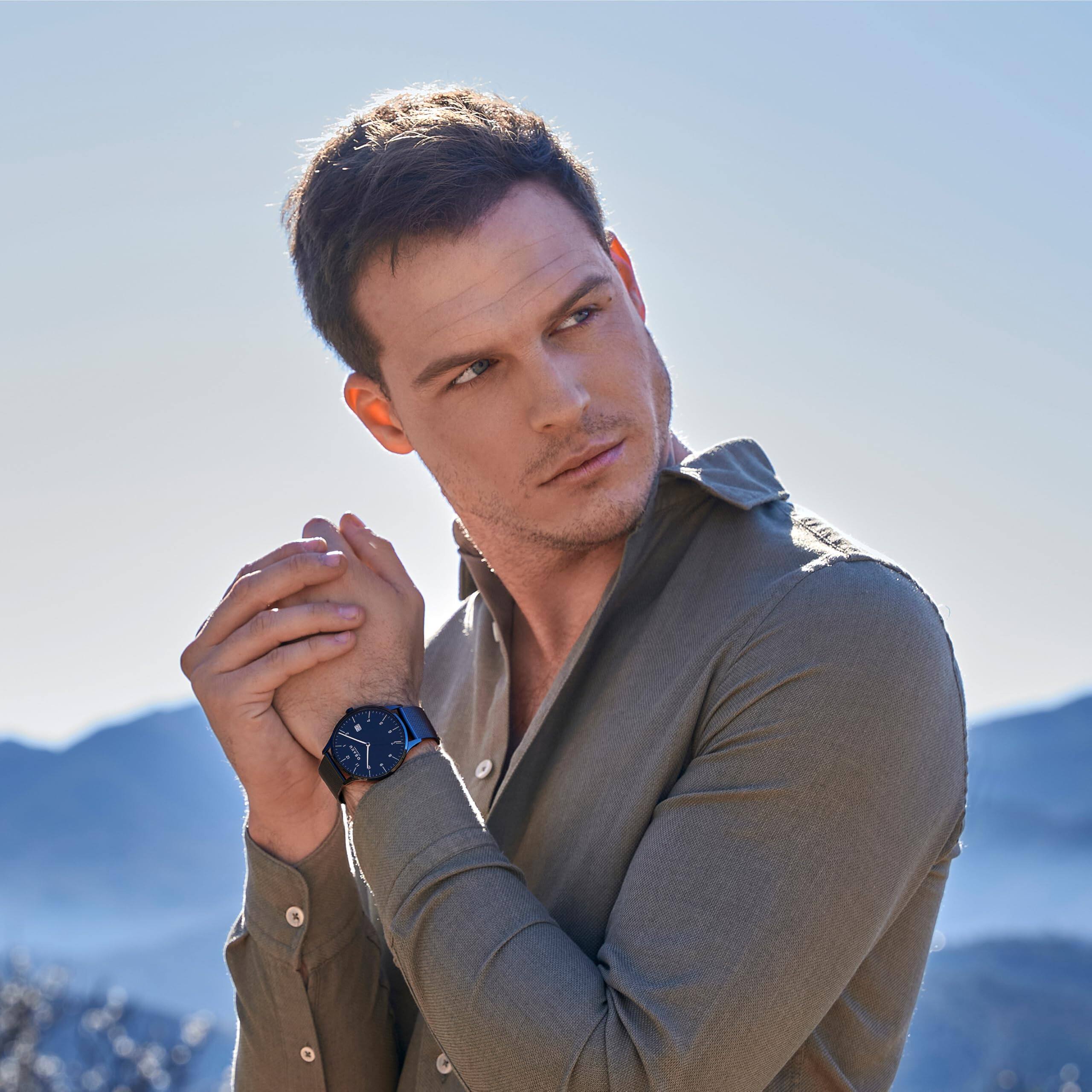 Alt View 1. Obaku - Obaku Chia Blue Men’s Watch, Stainless Steel Mesh Bracelet, 42mm Case – Blue - Chia Blue.
