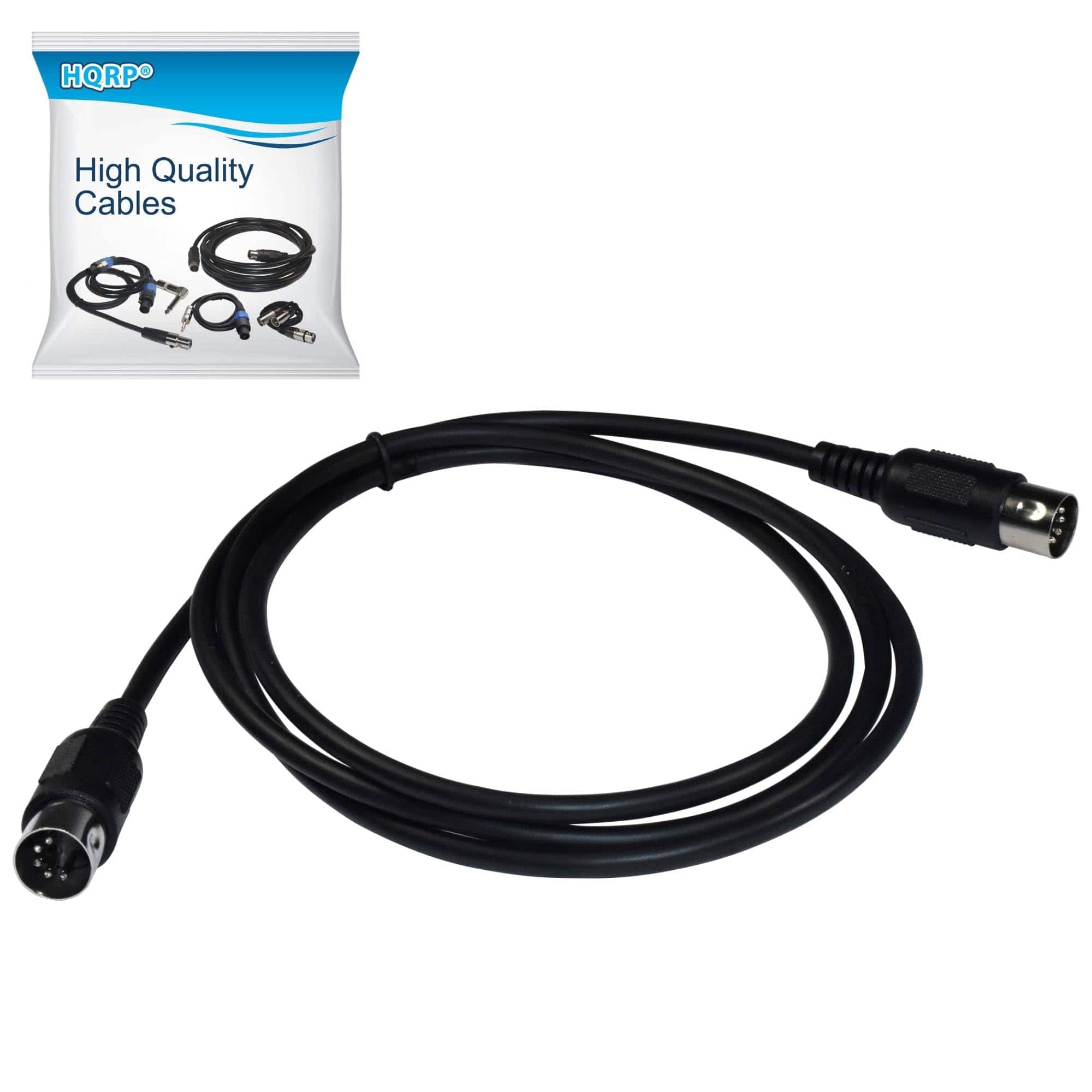 HQRP - 5-Pin DIN MIDI Cable 5 ft Male-to-Male Straight Connectors for Keyboard Synth Sampler Sound Card - Black