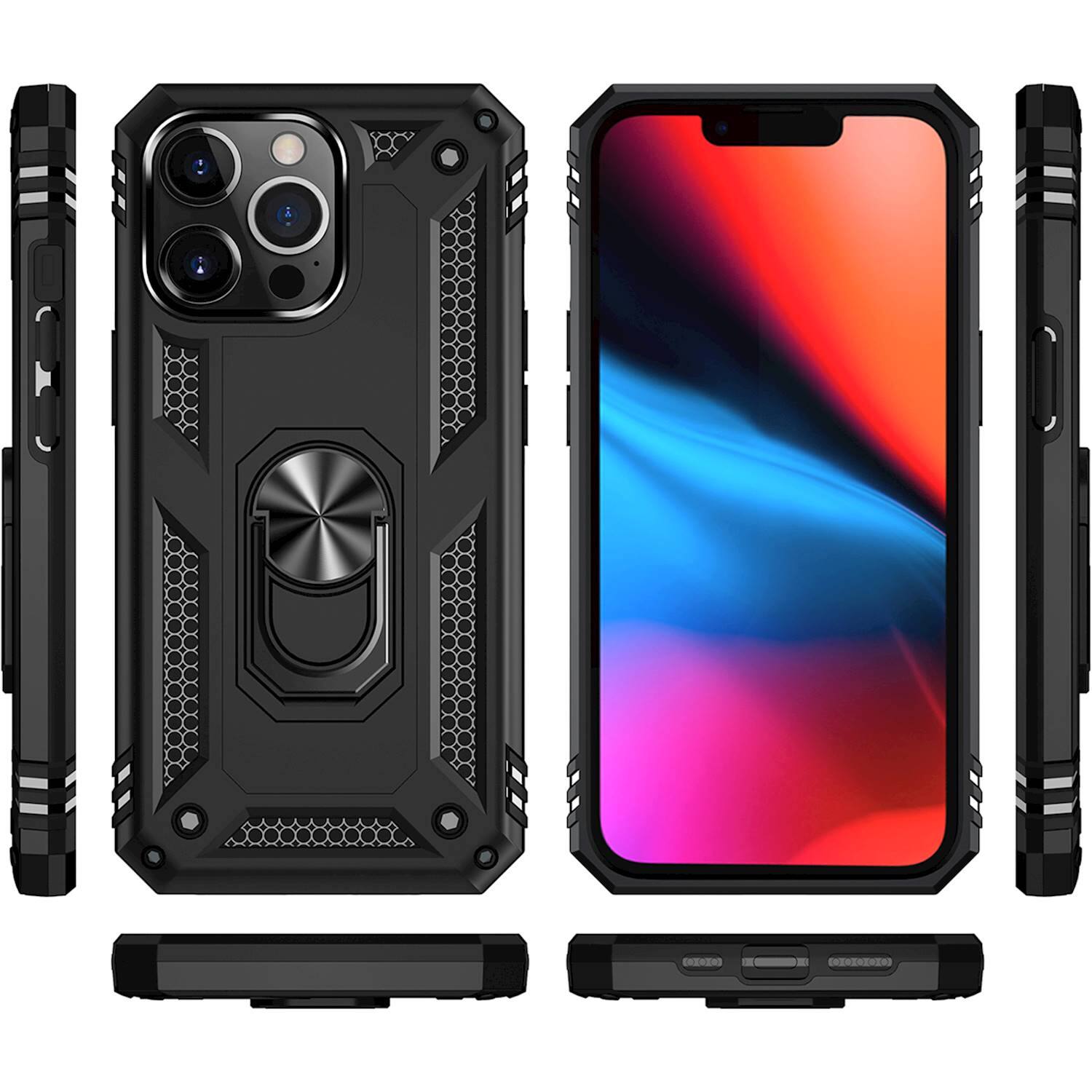 Alt View 11. SaharaCase - Kickstand with Belt Clip Case for Apple iPhone 13 Pro - Black.