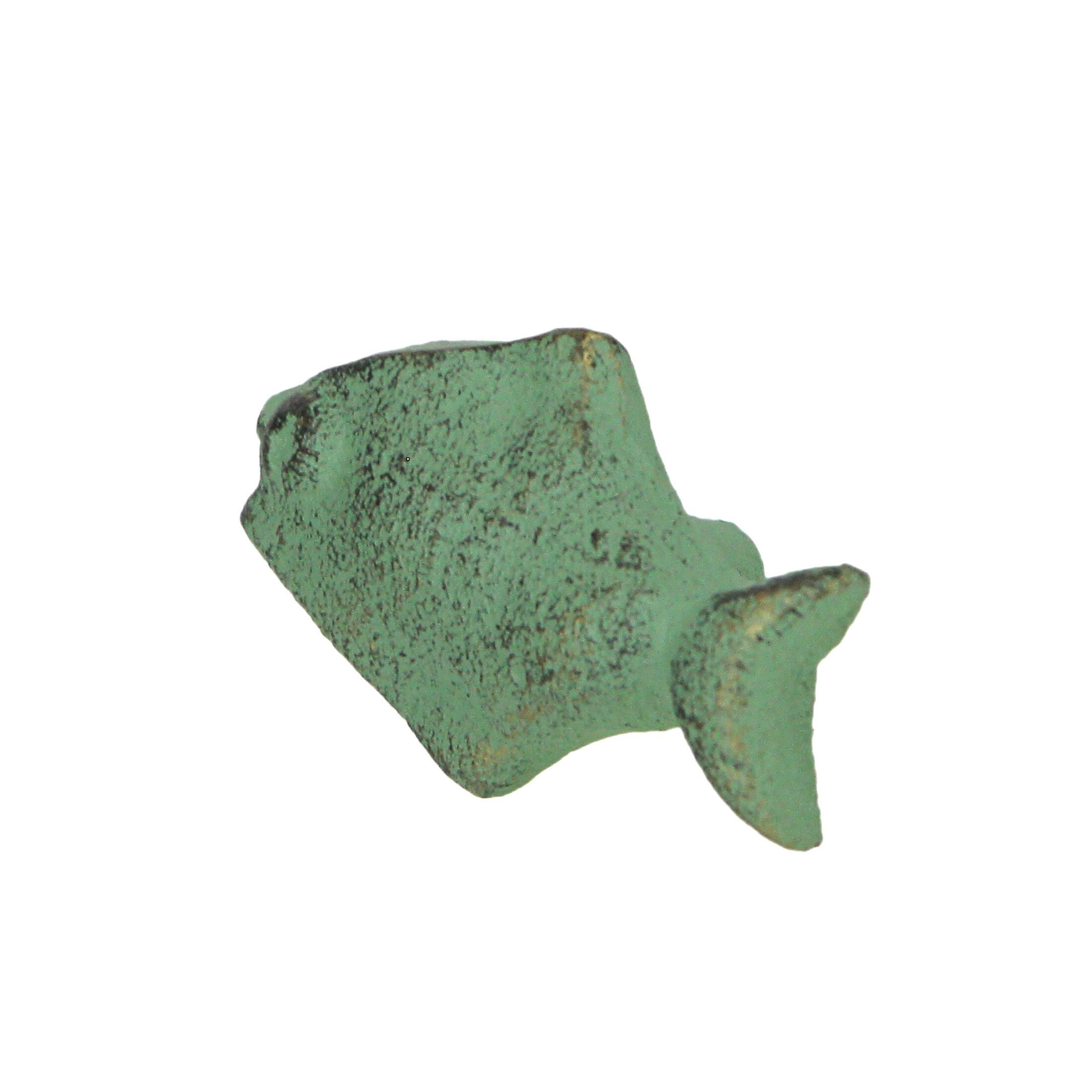 Alt View 1. J.D. Yeatts - Set of 6 Verdigris Green Cast Iron Fish Drawer Pulls Decorative Bathroom Cabinet Knobs - Green.