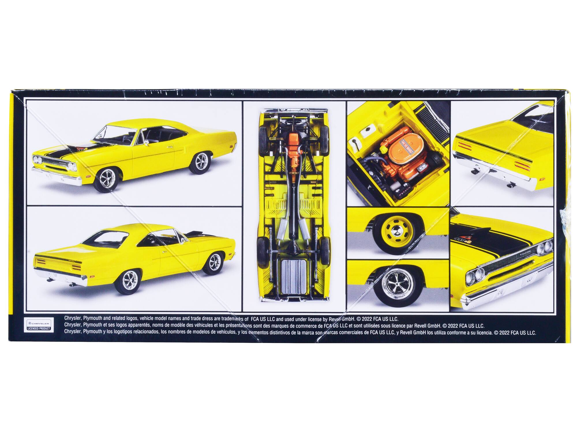 Chrysler, Plymouth and related logos, vehicle model names and trade dress are trademarks of FCA US LLC and used under license by Revell GmbH. 2022 FCA US LLC. Chrysler, Plymouth et ses logos apparentes, noms de modèle des véhicules et les présentations sont des marques de commerce de FCA US LLC et sont utilisées sous licence par Revell GmbH. 2022 FCA US LLC. Chrysler, Plymouth y los logotipos relacionados, los nombres de modelos de vehículos y los elementos distintivos de la marca son marcas comerciales de FCA US LLC, y Revell GmbH los utiliza conforme a su licencia. 2022 FCA US LLC.