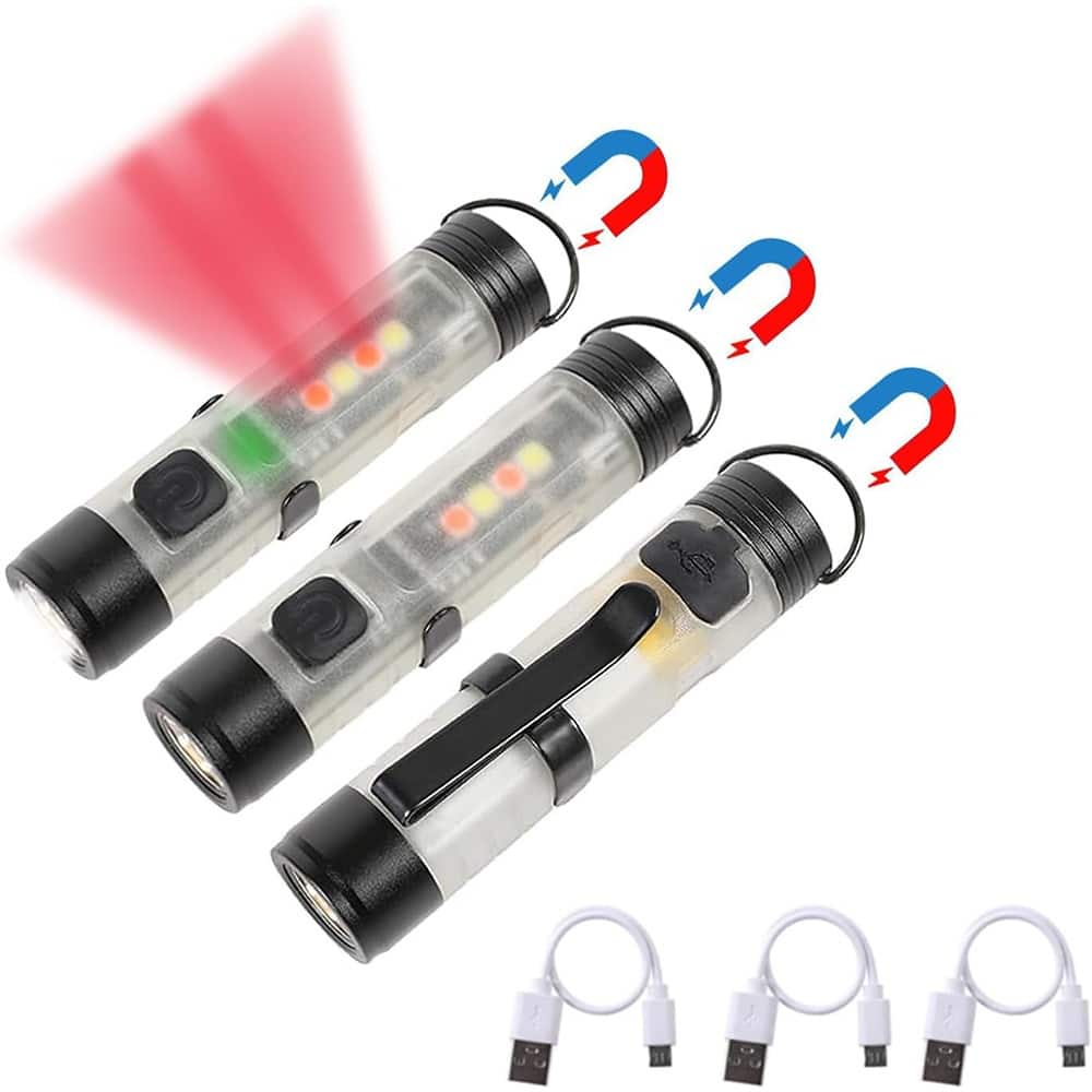 Schertz - 3 Pack Rechargeable Keychain Flashlight, 300 Lumens, Pocket Clip