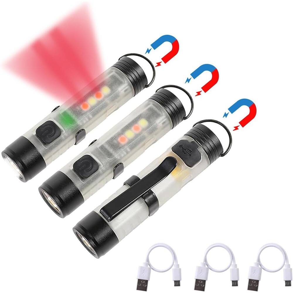 Schertz - 3 Pack Rechargeable Keychain Flashlight, 300 Lumens, Pocket Clip