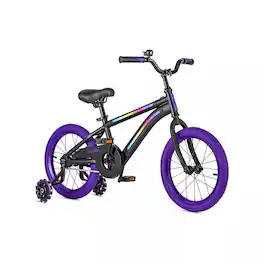 Jetson - LIGHT RIDER 16" KIDS' LIGHT UP BIKE ADJUSTABLE HANDLEBAR - BLACK/PURPLE - Black Purple