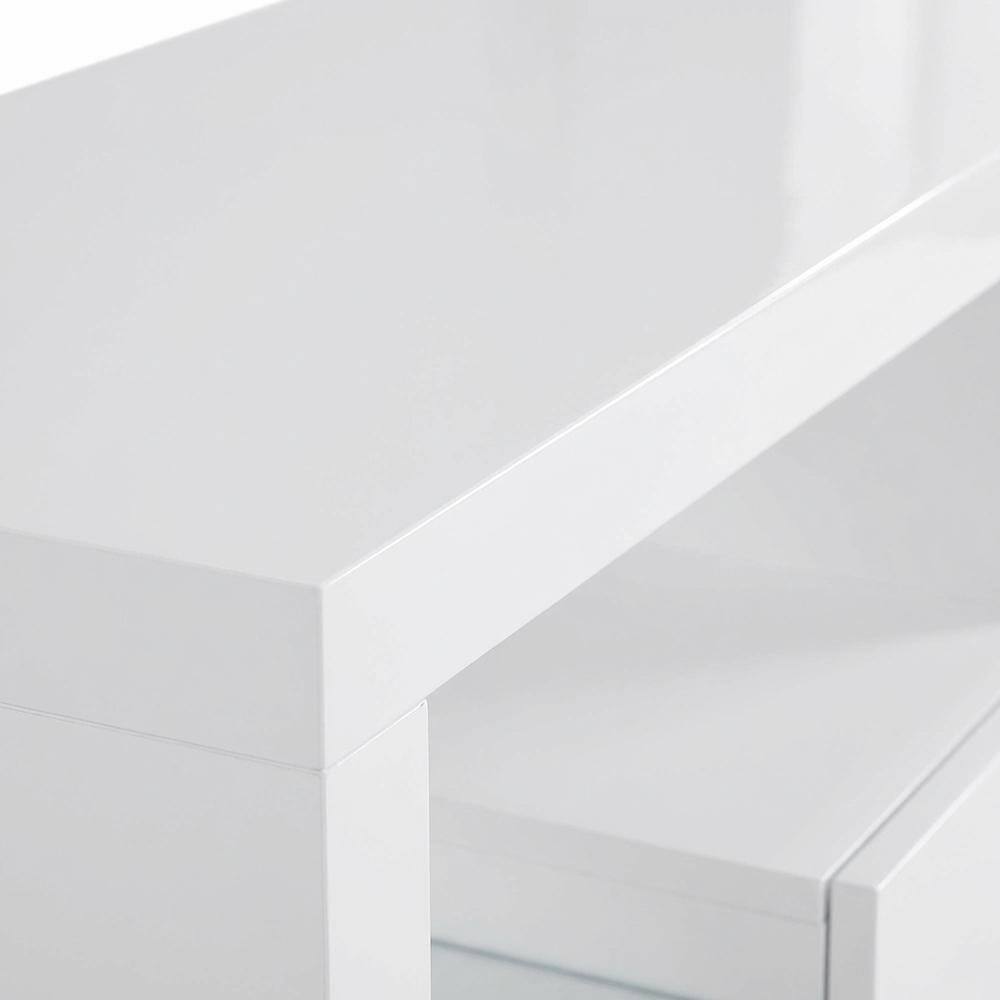 Alt View 4. FurniFact - White 2-Drawer TV Stand with High Gloss Finish and Contemporary Style - White.