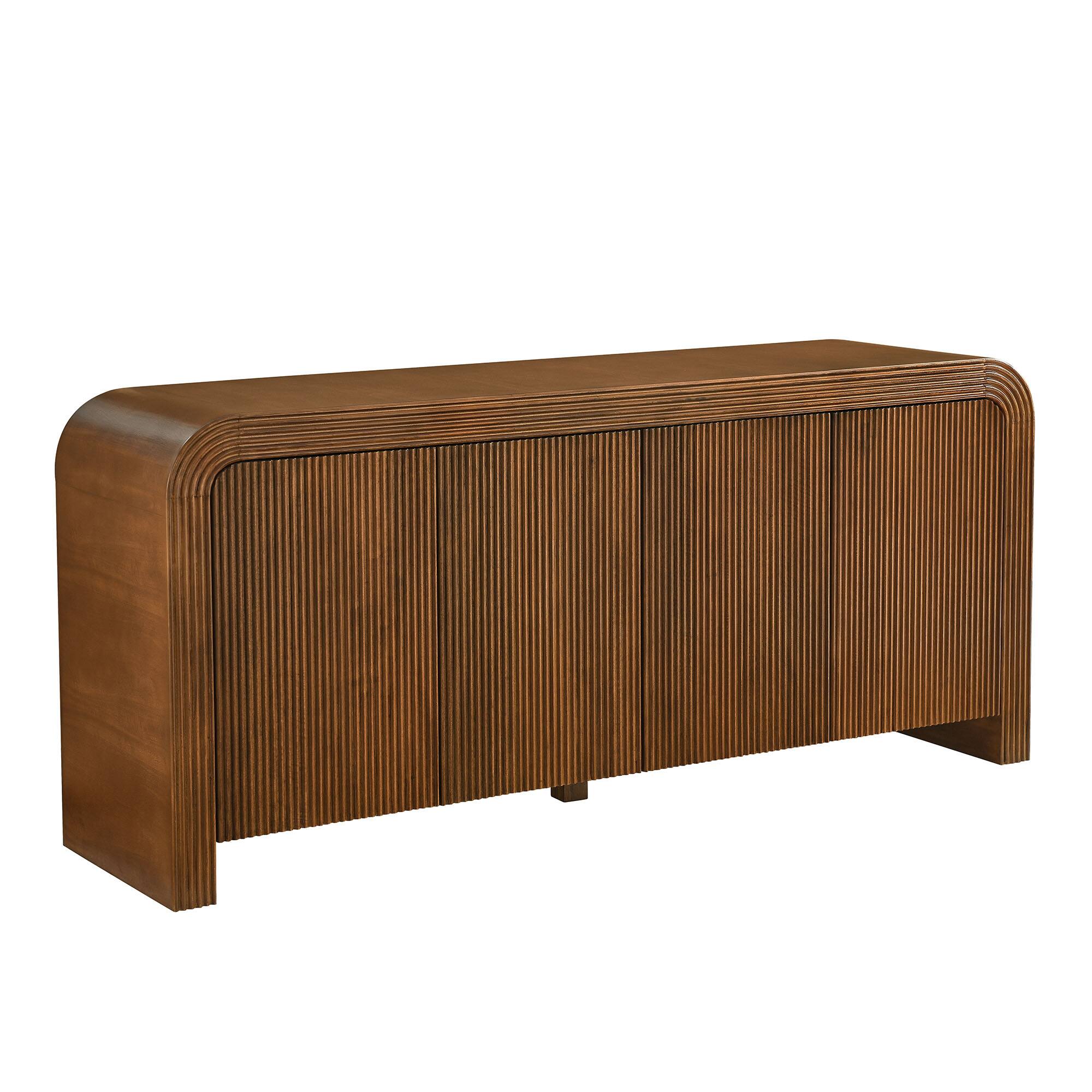 Angle. Modway - Waterflute 70" Fluted Sideboard Cabinet by Modway - Walnut.