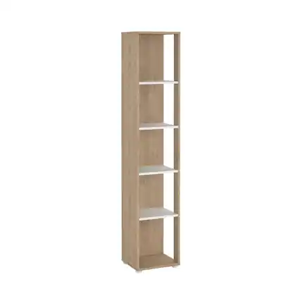 Front. FurniFact - 5-Shelf Bookcase with Side Access Design for Home or Office - Brown.
