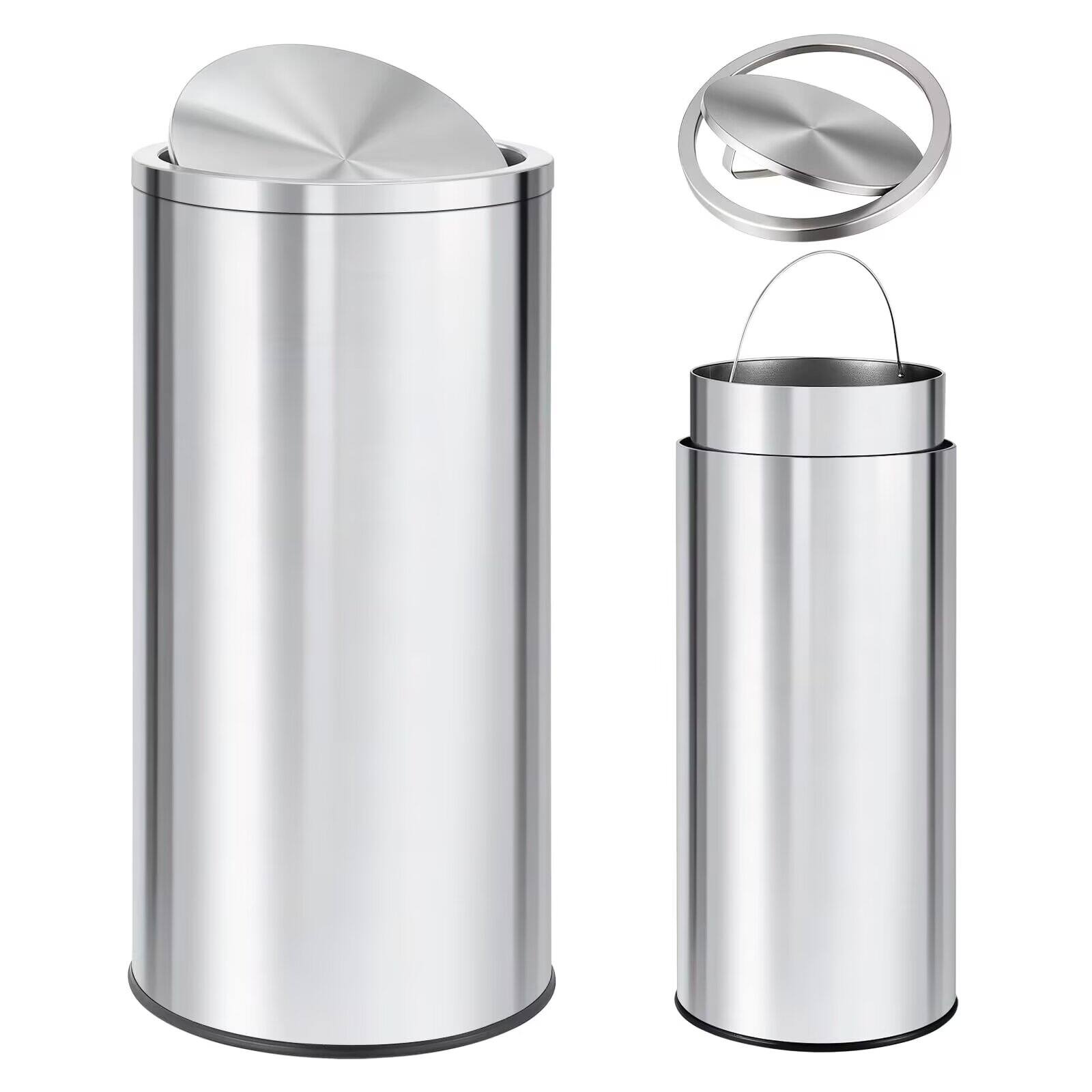 Front. Acekool - 18.5 Gallon Stainless Steel Trash Can 70 Liter Kitchen Garbage Can for Bathroom Bedroom Kitchen.