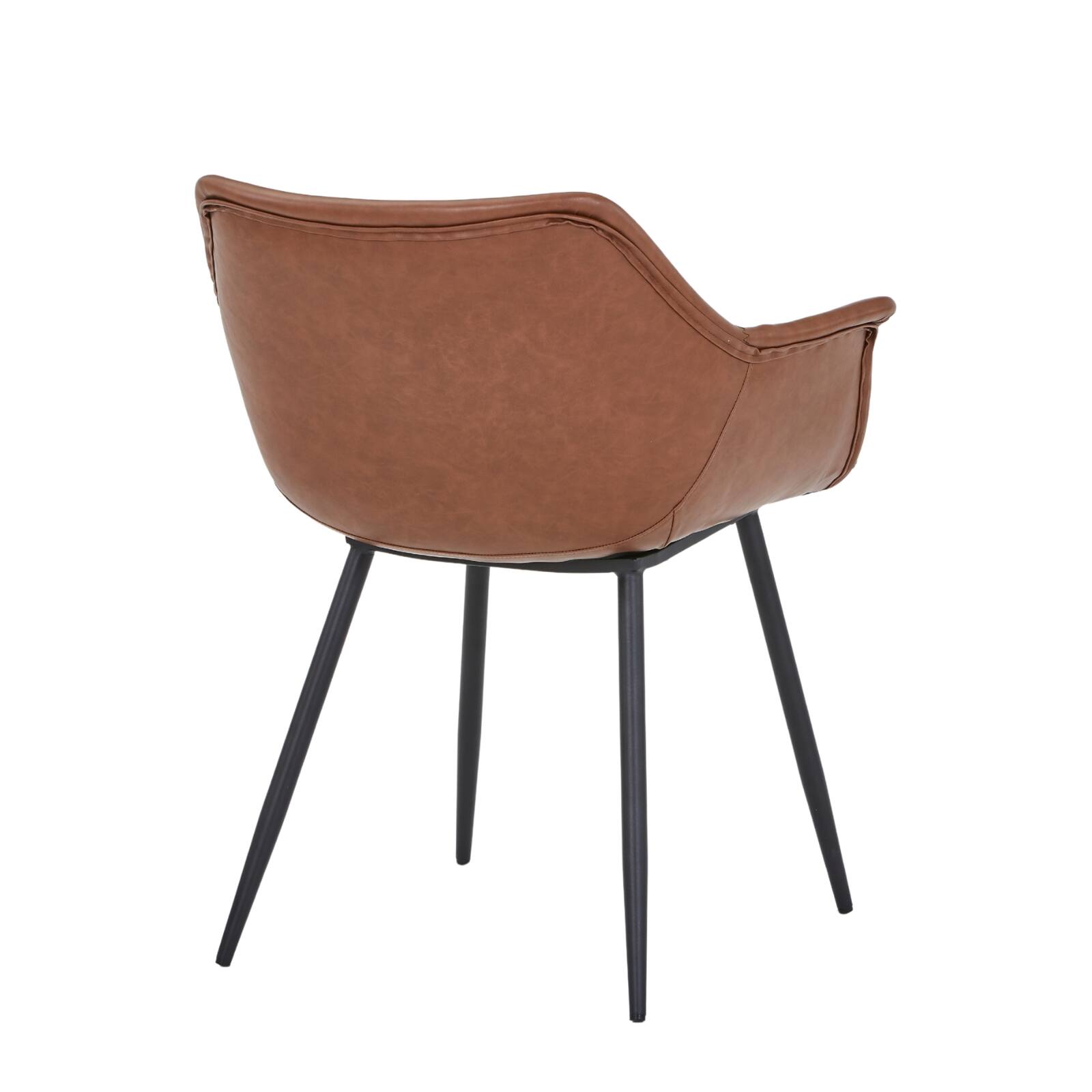Alt View 8. LeisureMod - Markley Modern Distressed Leather Dining Chair with Iron Legs - Light Brown.