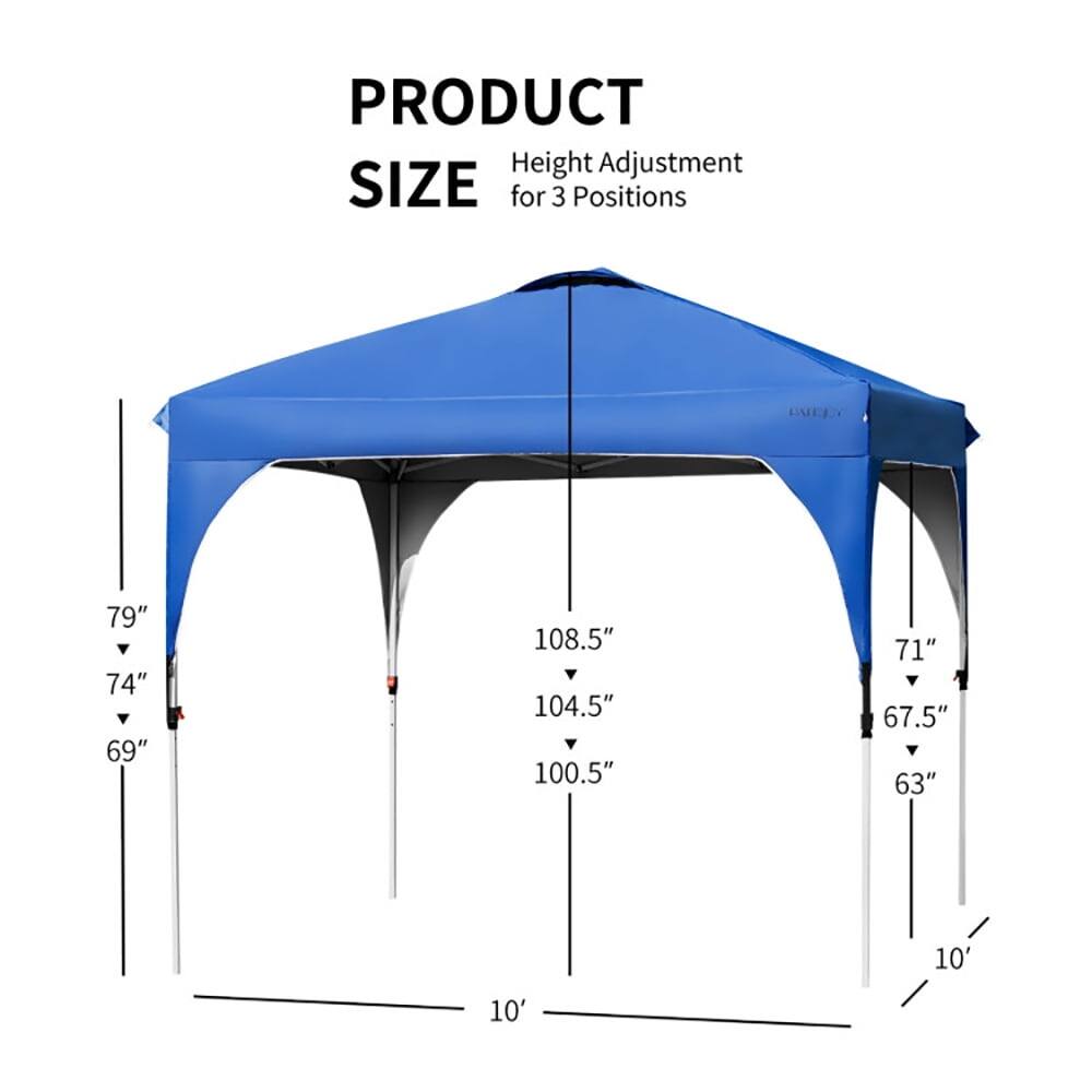 PRODUCT  
Height Adjustment for 3 Positions  

SIZE  
79" 74" 69"  
108.5" 104.5" 100.5"  
71" 67.5" 63"  
10' 10'