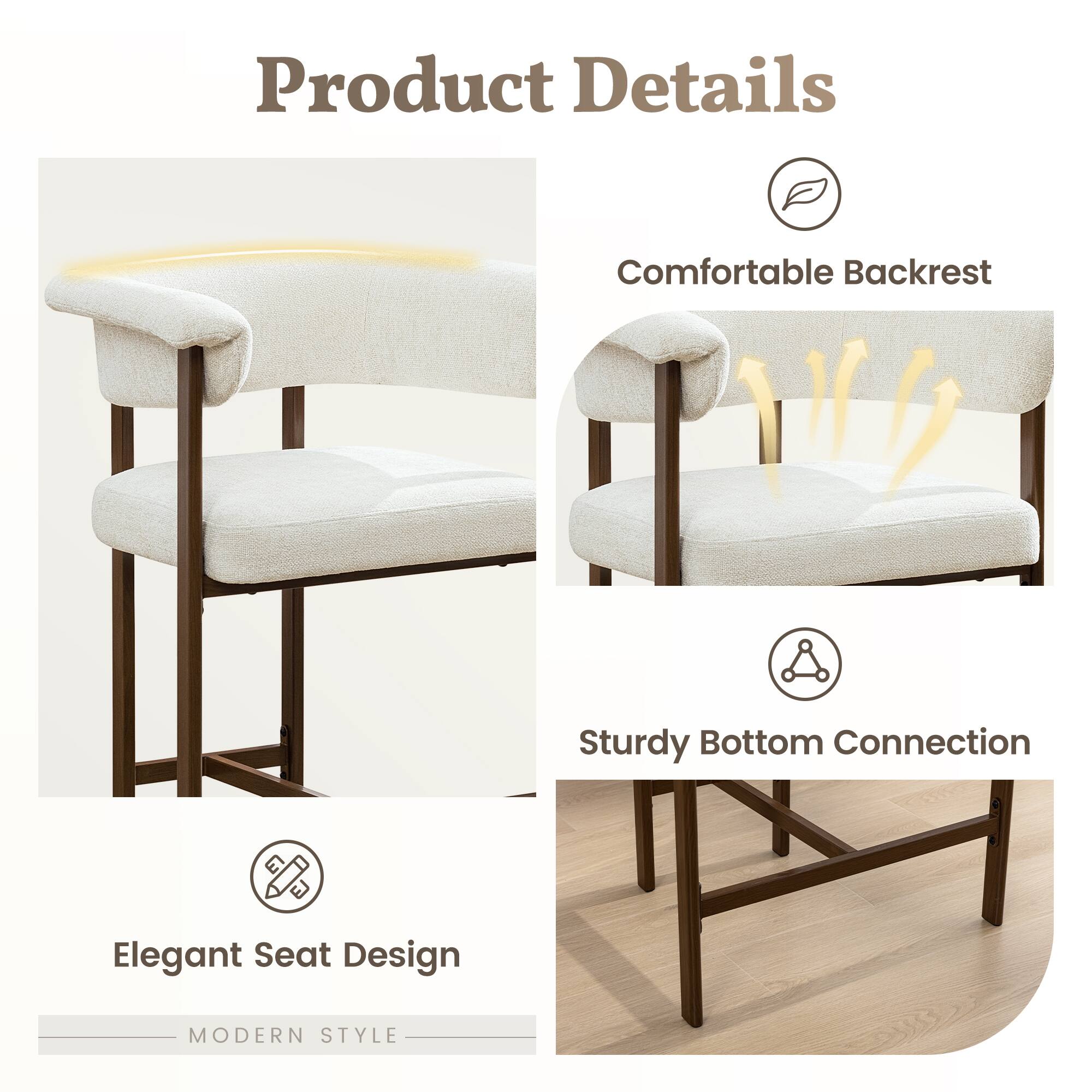 Product Details

- Comfortable Backrest
- Sturdy Bottom Connection
- Elegant Seat Design

MODERN STYLE