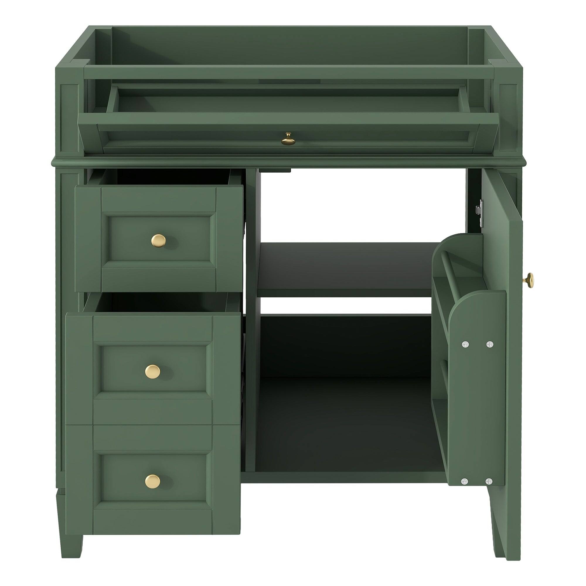 Alt View 4. Boyel Living - 30 Inch Bathroom Vanity Cabinet Only No Sink Green 2 Drawers and Tip Out DrawerGreen - Green.