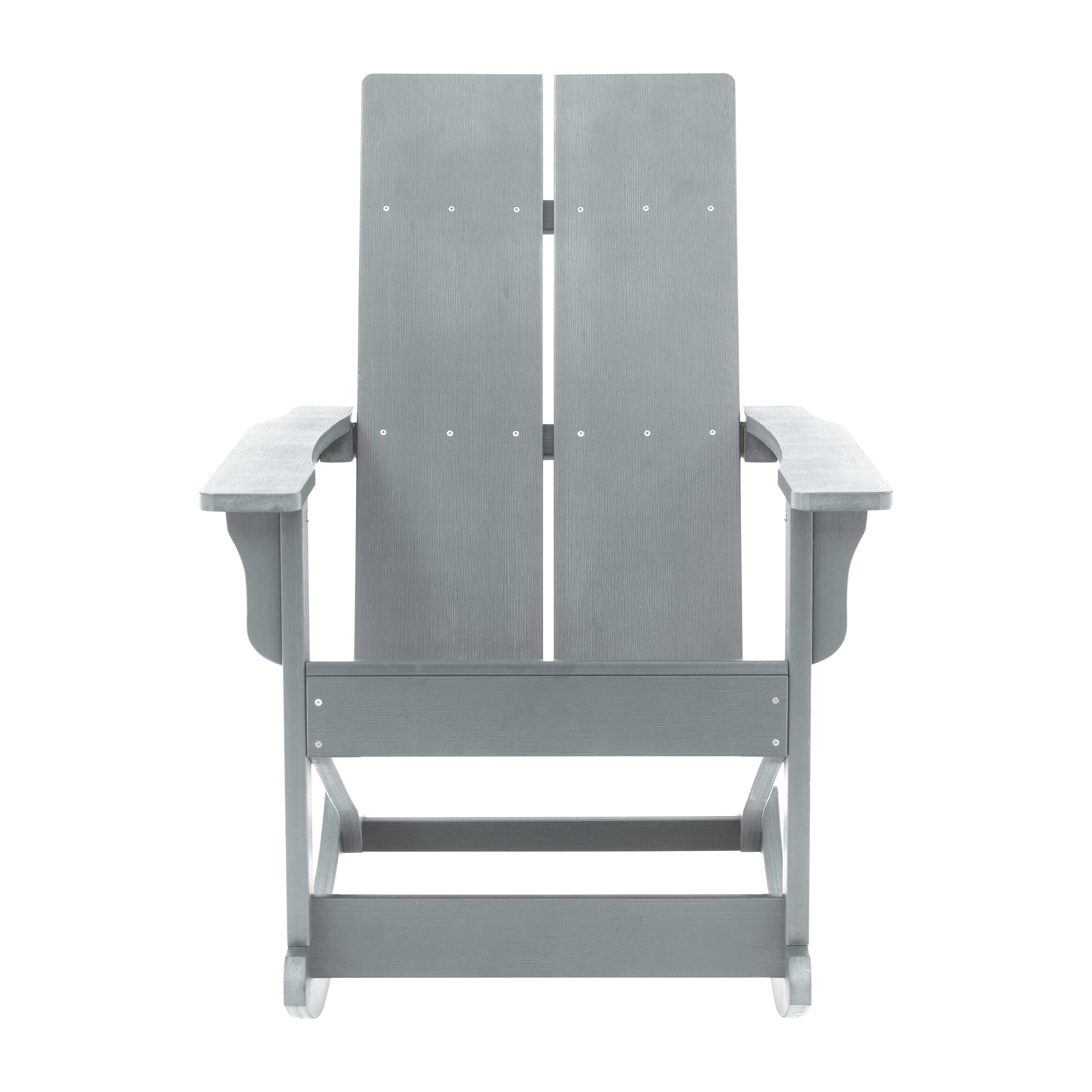 Alt View 9. Emma + Oliver - Modern All-Weather Poly Resin Adirondack Rocking Chair for Indoor/Outdoor Use - Gray.
