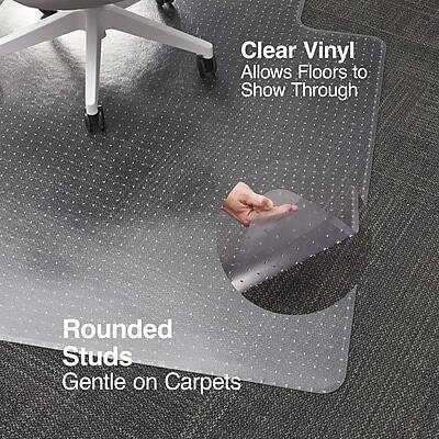 Clear Vinyl  
Allows Floors to Show Through  

Rounded Studs  
Gentle on Carpets