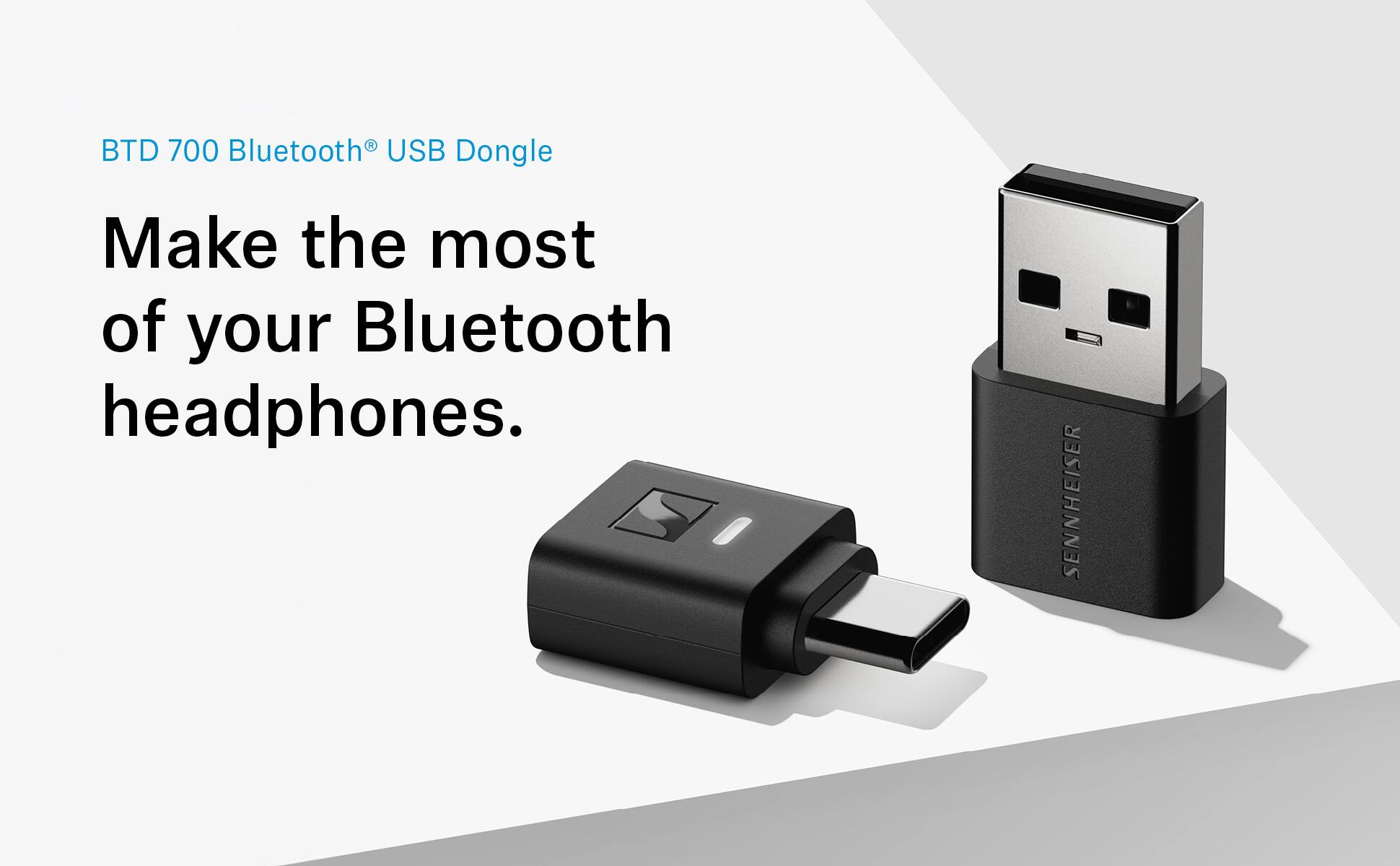 Sennheiser BTD 700 Bluetooth USB Dongle aptX Lossless, Auracast, Plug  Play Audio Transmitter for Headphones Black