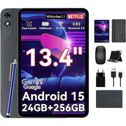 Widevine L1
NETFLIX
Face Unlock
10000mAh
5G WiFi
Bluetooth 5.0
13.4"
Gemini Google
Android 15
24GB+256GB