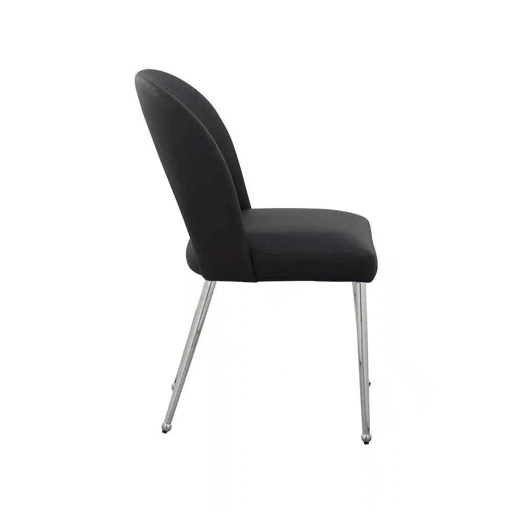 Alt View 3. Meridian Furniture - Logan Black Vegan Leather Dining Chair, Set of 2 - Black.