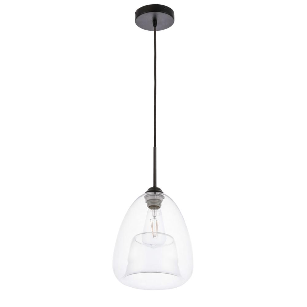 Alt View 10. Living District - Kason 1 light Black and Clear glass pendant - Black And Clear Glass.
