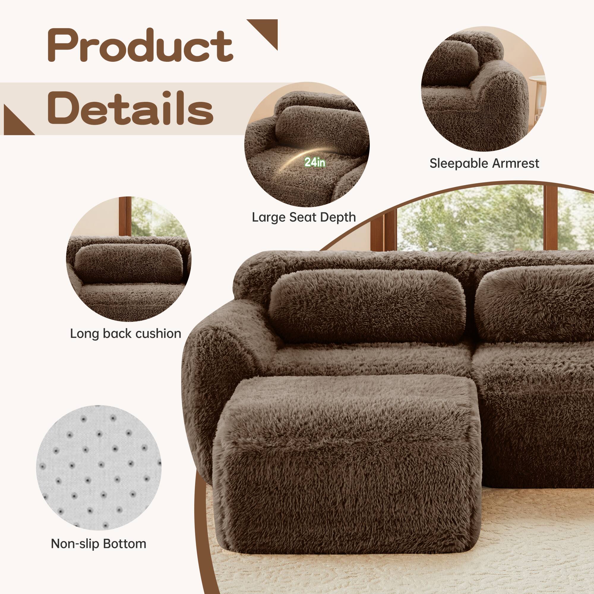 Product Details

- 24in Sleepable Armrest
- Large Seat Depth
- Long back cushion
- Non-slip Bottom