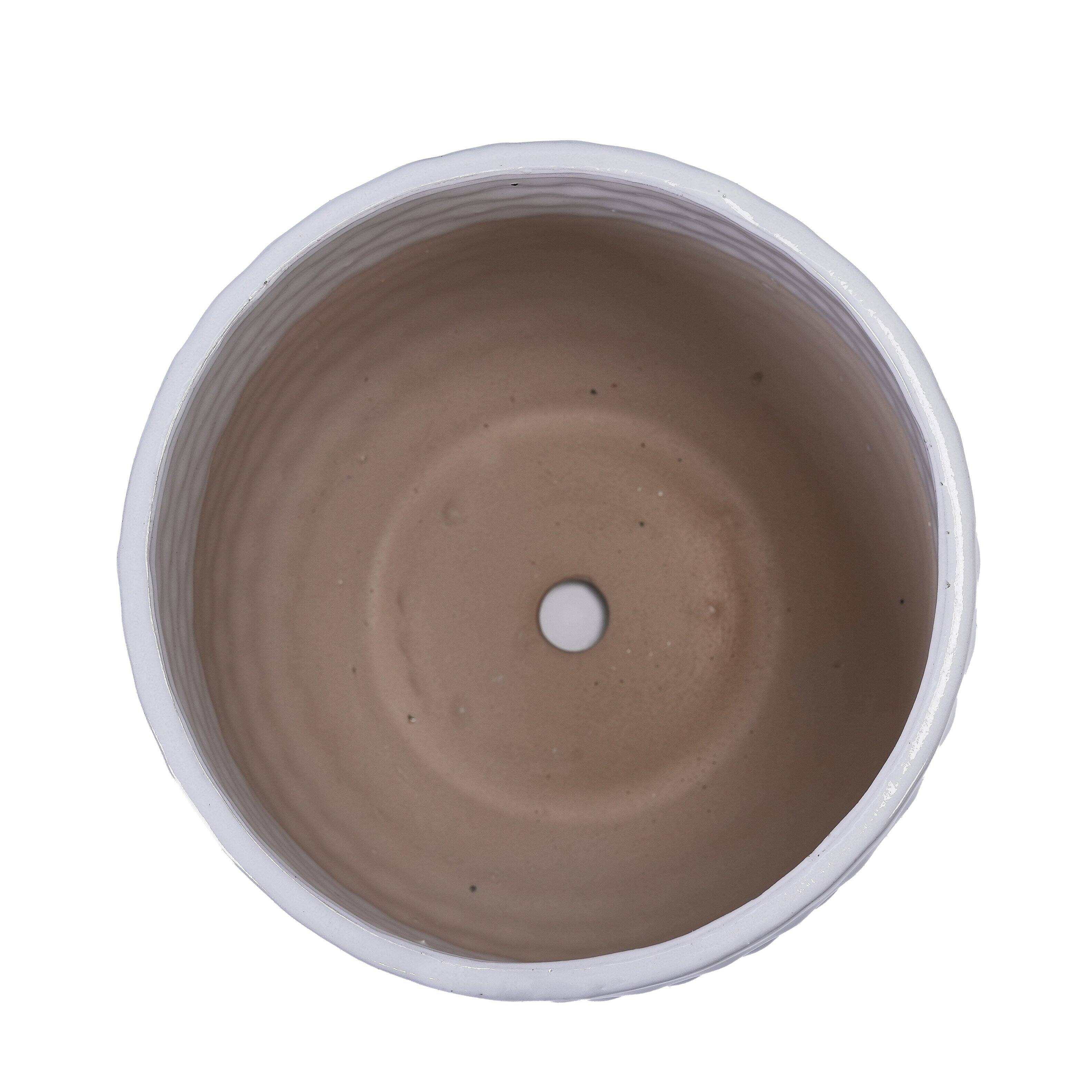 Alt View 9. Loheer - Loheer Ceramic Planter Set, Handmade White Textured Ceramic Planters for Orchids, Succulents, Indoor Outdoor.